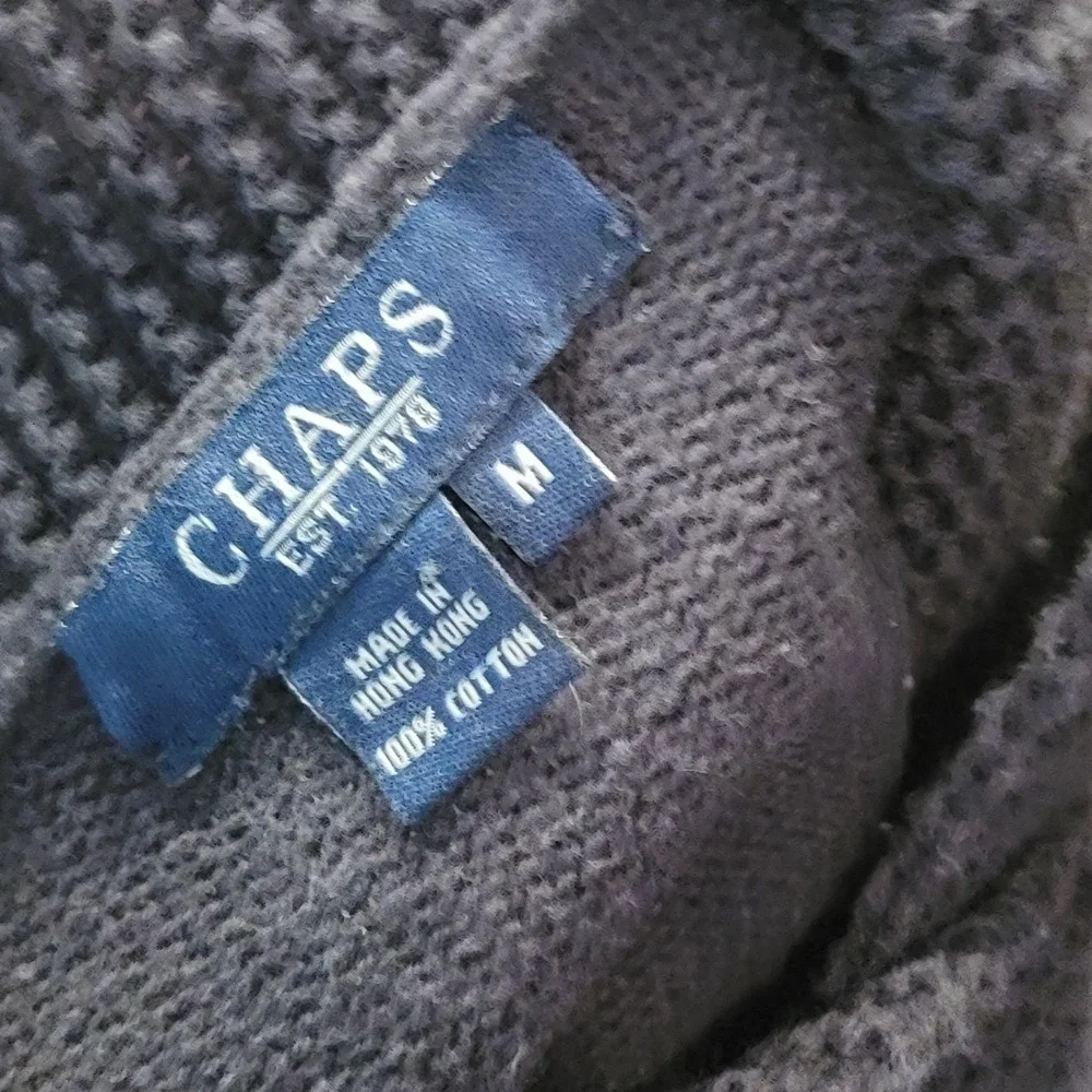 Chaps Mens Navy Blue Cotton Shawl Collar Toggle Button Sweater Size M